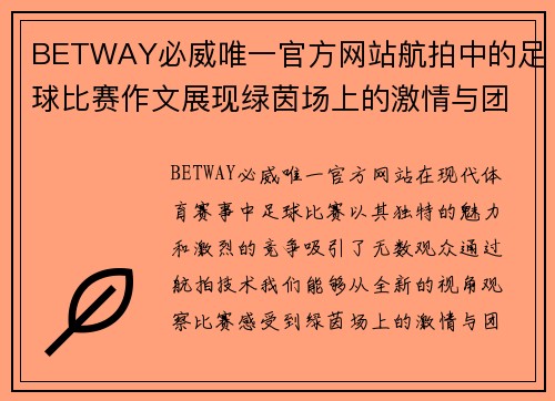 BETWAY必威唯一官方网站航拍中的足球比赛作文展现绿茵场上的激情与团队精神